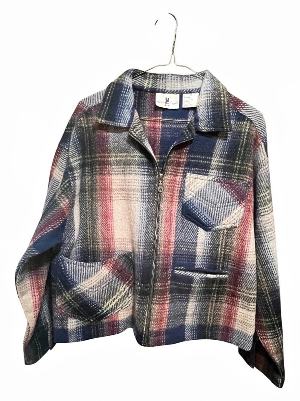 marc new york Plaid Wool Jacket in Blue & Red Size Medium